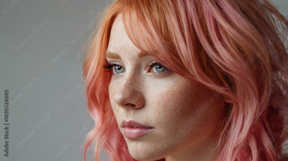 woman with light red and pink hair woman with light red and pink hair