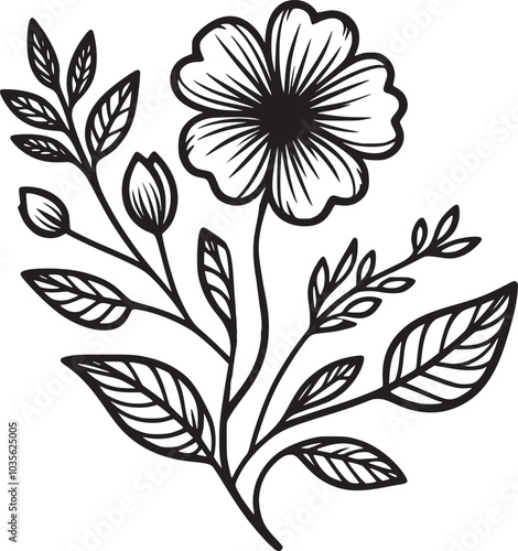 This is an illustration of flowers in a simple and modern line art style.