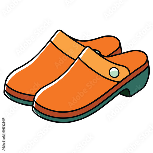 mule shoes or slippers vector in flat style white background