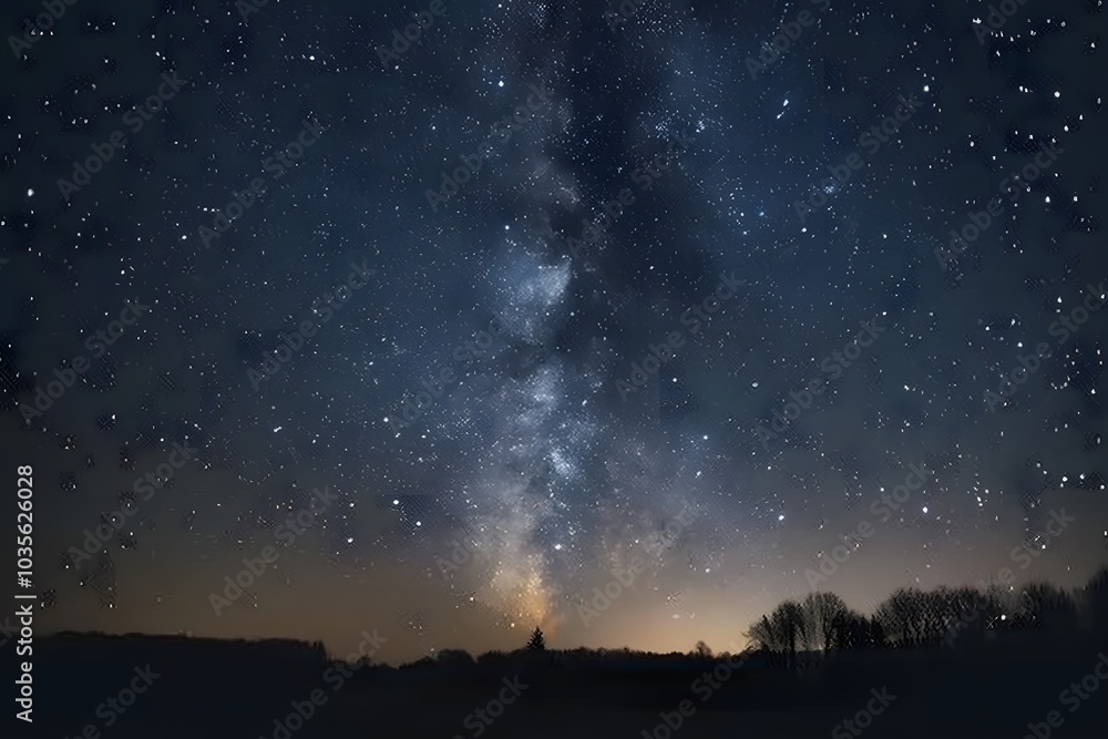 Stunning Night Sky with a Brilliant Milky Way and Twinkling Stars Stunning Night Sky with a Brilliant Milky Way and Twinkling Stars