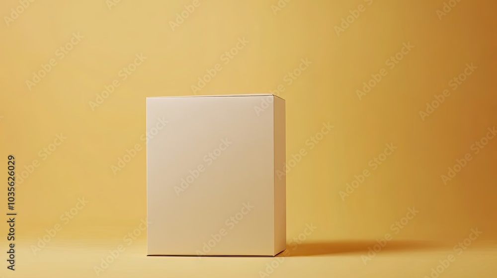 A White Cardboard Box on a Yellow Background A White Cardboard Box on a Yellow Background
