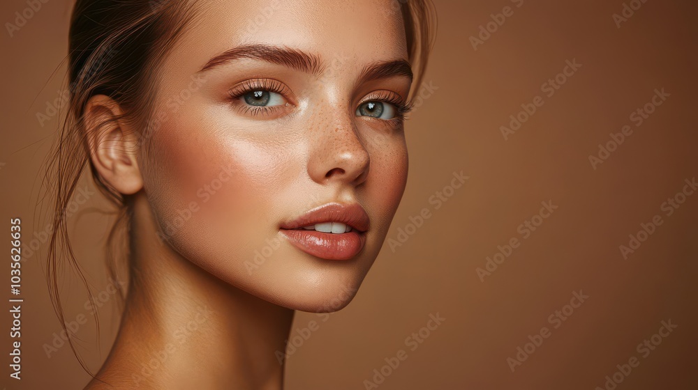 Naklejka premium Natural Beauty Portrait with Glowing Skin