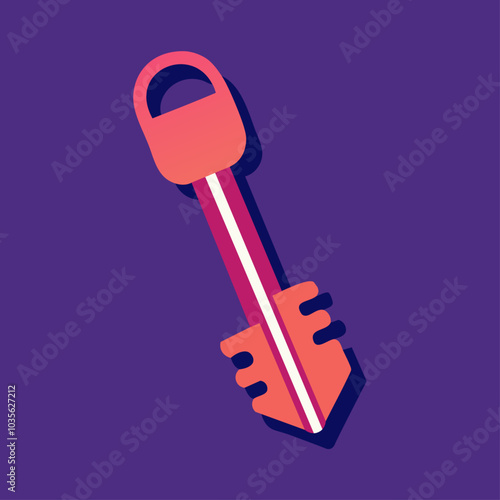 Vibrant vector illustration of a colorful key with bold outlines and modern design, perfect for security, technology, or creative concept use.