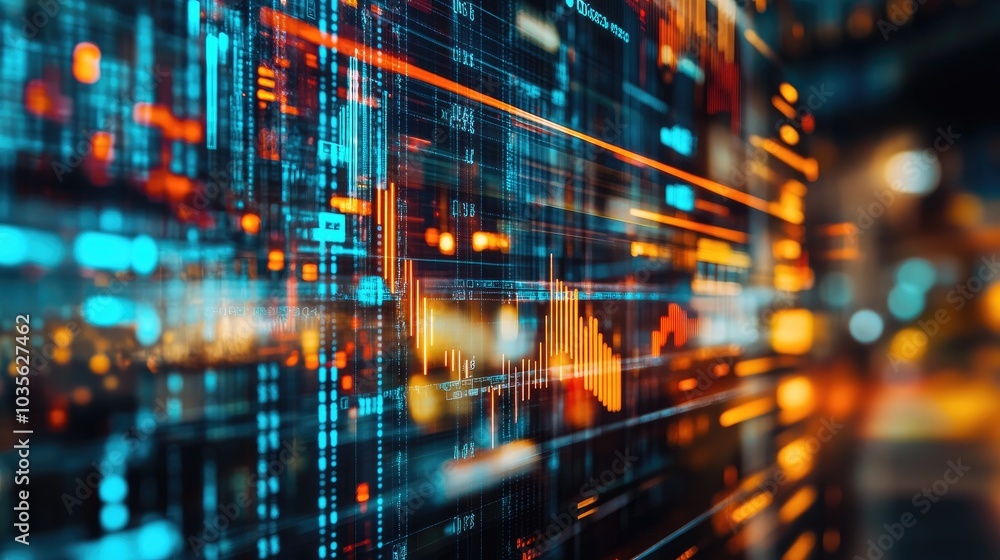 Abstract Digital Data Visualization with Blurred Lights and Lines Abstract Digital Data Visualization with Blurred Lights and Lines