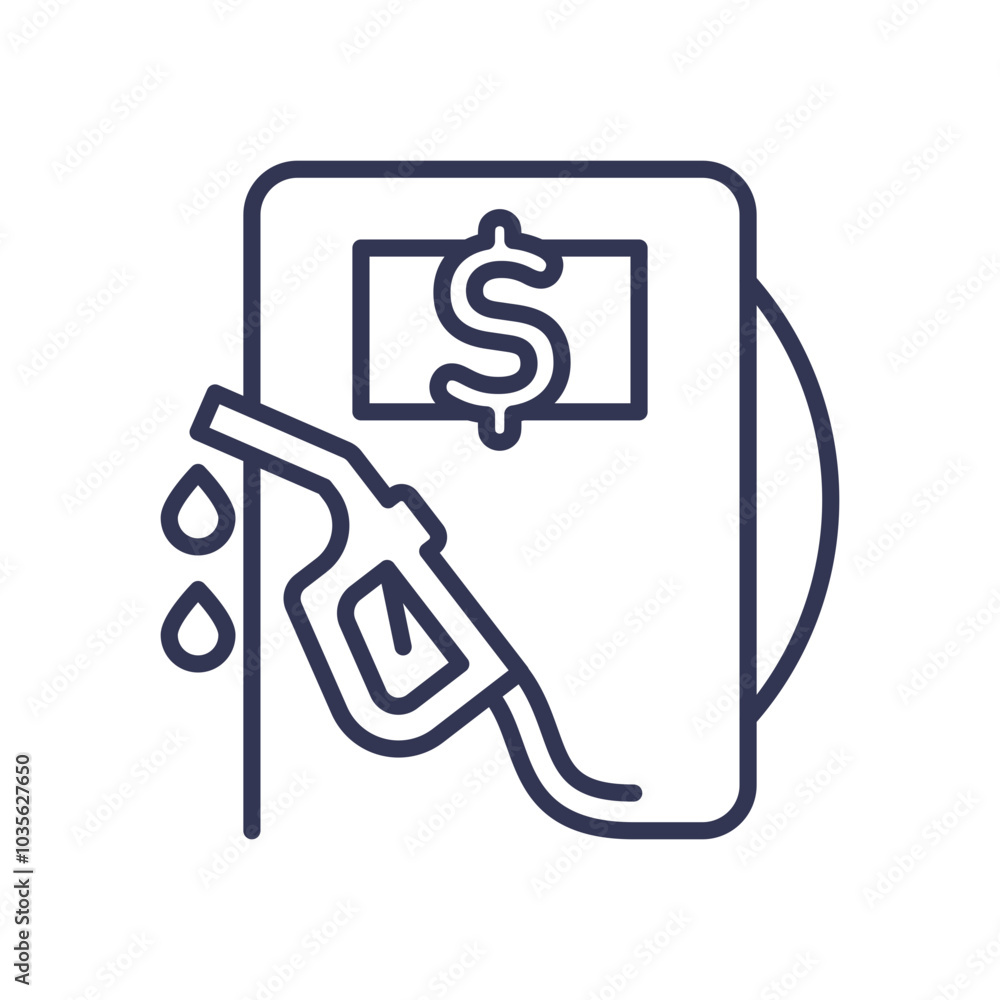 Fuel pump with dollar sign symbolizing fuel costs. Fuel pump with dollar sign symbolizing fuel costs.