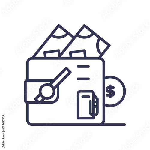 Wallet with money and fuel pump icon symbolizes fuel savings.