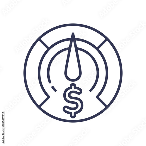 Gauge with dollar sign symbolizes financial status and credit score impact.