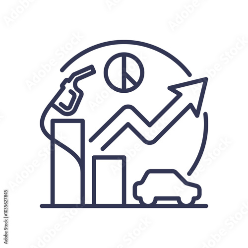 Illustration of data analytics in fuel and automotive industry with charts and graphs.