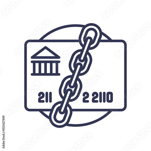 Credit card chained, symbolizing credit default and financial restriction.