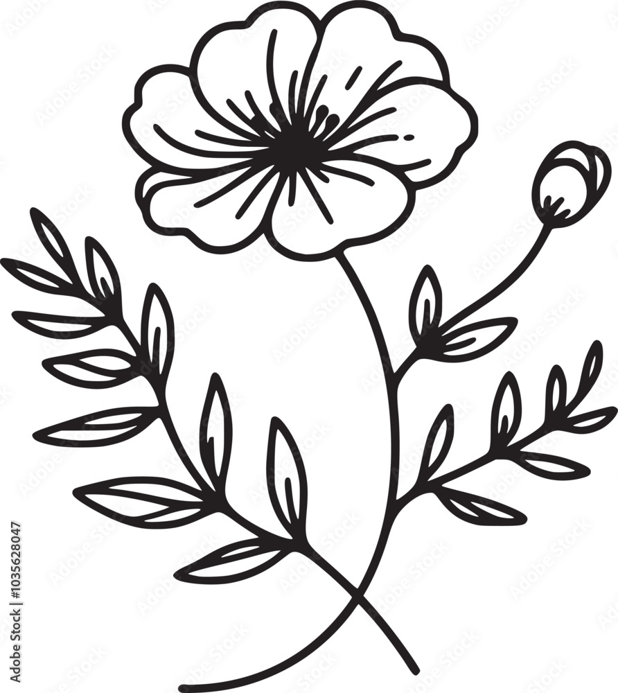 This is an illustration of flowers in a simple and modern line art style. This is an illustration of flowers in a simple and modern line art style.