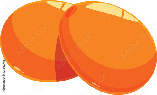 Cartoon icon of two round orange vitamin pills lying on top of each other