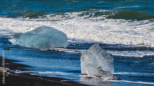 nature sceneries inside the lagoon of jokulsarlon glacier, Iceland photo