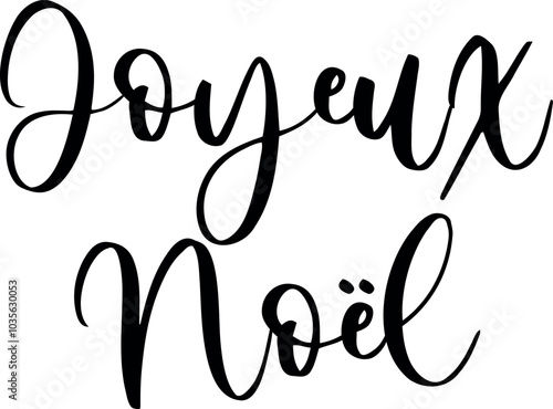Joyeux Noël lettering design. Merry Christmas in France greeting holiday card.
