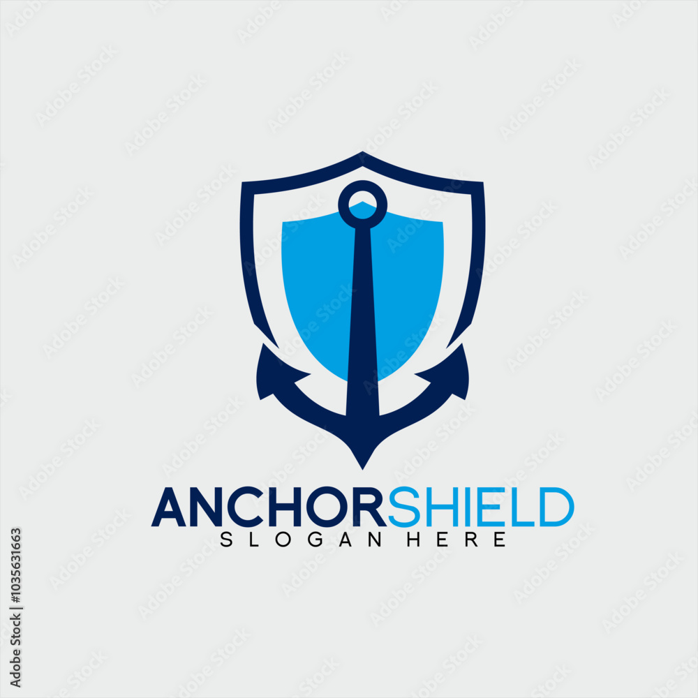 Shield logo design with anchor. Can be used for cyber security application identity. Shield logo design with anchor. Can be used for cyber security application identity.