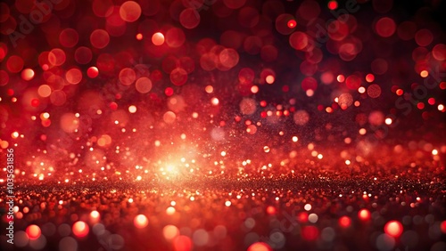 Abstract red glow particle with bokeh background high angle