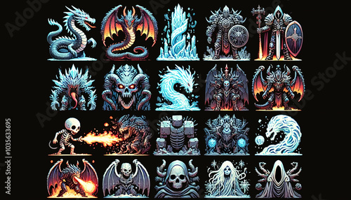 Wallpaper Mural Fantasy illustration featuring dragons skeleton warriors and ice magic Torontodigital.ca