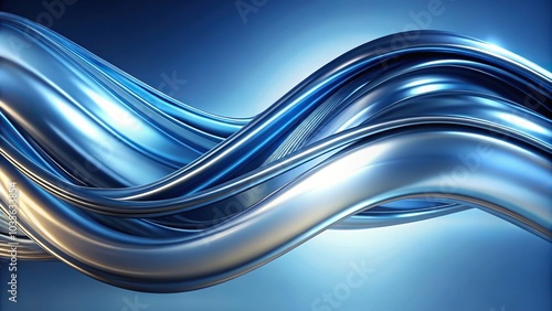 Wallpaper Mural Abstract blue and silver fluid shape with leading lines, modern and dynamic Torontodigital.ca