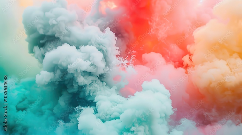 Dense multicolored smoke of red, purple and pink colors on a black isolated background. Background of smoke Dense multicolored smoke of red, purple and pink colors on a black isolated background. Background of smoke