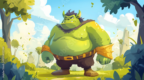 A cartoon character cute ogre fantasy. Giant Ogre. Illustration