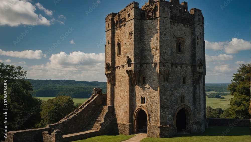 An enchanting archer tower nestled in a peaceful forest invites moments of tranquility An enchanting archer tower nestled in a peaceful forest invites moments of tranquility