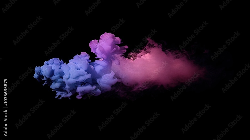 Dense multicolored smoke of red, purple and pink colors on a black isolated background. Background of smoke Dense multicolored smoke of red, purple and pink colors on a black isolated background. Background of smoke