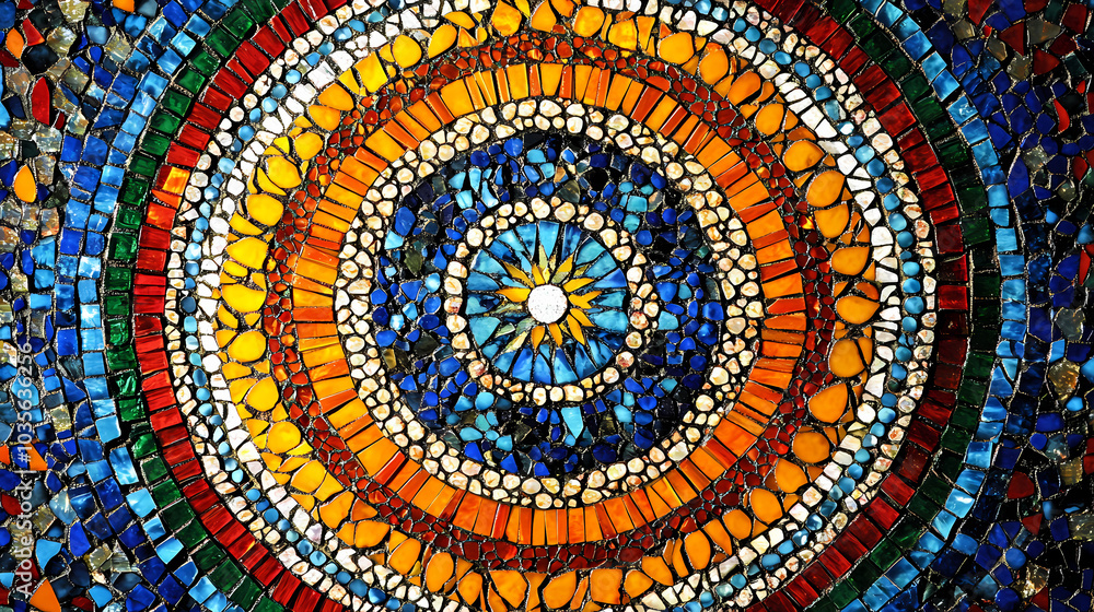 A colorful mosaic made of glass pieces. Byzantine Mosaics. Illustration A colorful mosaic made of glass pieces. Byzantine Mosaics. Illustration