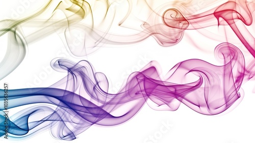 Dense multicolored smoke of red, purple and pink colors on a black isolated background. Background of smoke