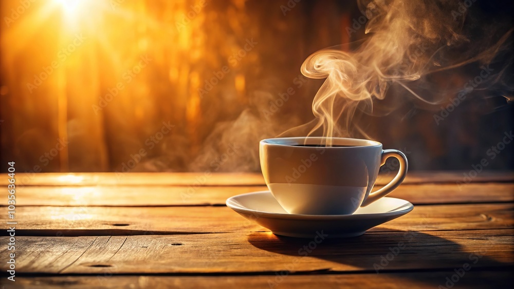 Aromatic steam rising from a freshly brewed cup of coffee in the morning light, dark brown, rich smell, aromatic Aromatic steam rising from a freshly brewed cup of coffee in the morning light, dark brown, rich smell, aromatic