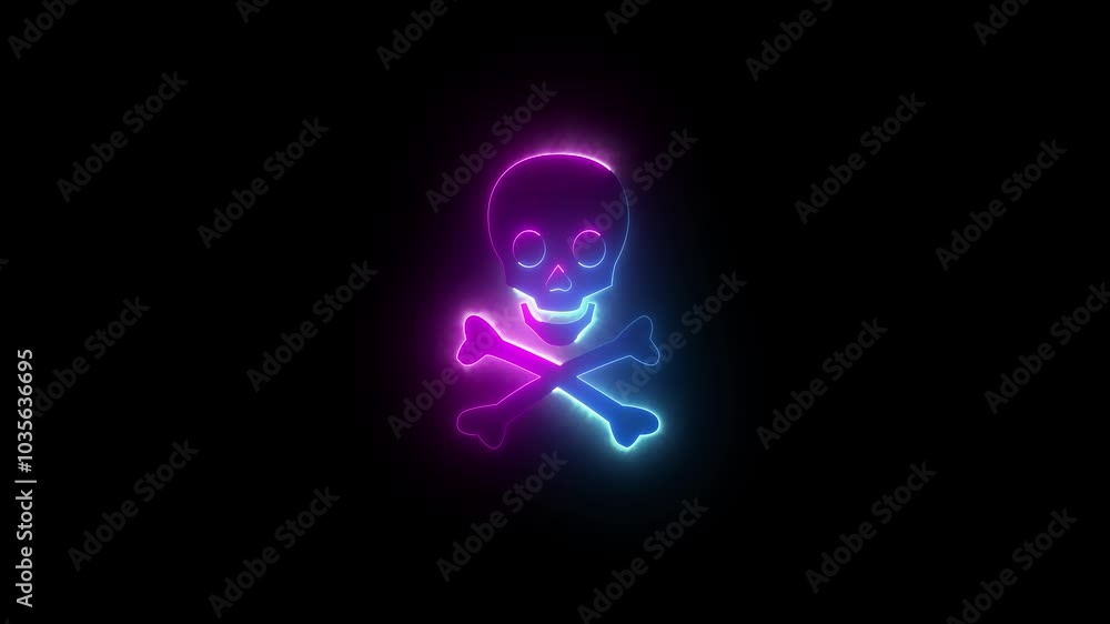 danger neon sign, modern glowing banner design, eon glowing red skull and crossbones icon animation in black background danger neon sign, modern glowing banner design, eon glowing red skull and crossbones icon animation in black background