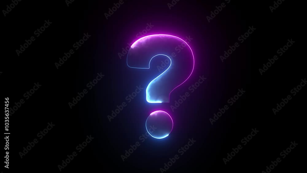 Animated question mark. Question mark - colorful lightning energy outline looping on black background Animated question mark. Question mark - colorful lightning energy outline looping on black background