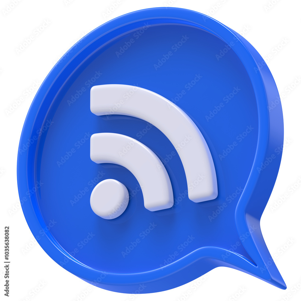 3d shape Rss or feed icon circle and chat icon isolated transparent background 3D rendering 3d shape Rss or feed icon circle and chat icon isolated transparent background 3D rendering