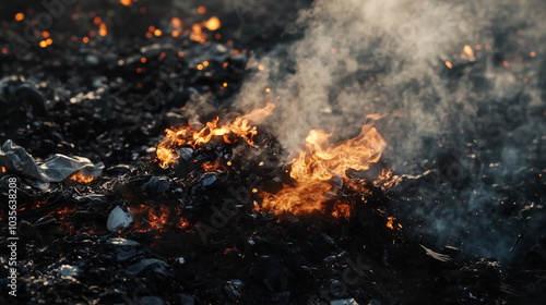 fire burned in the area of garbage and waste