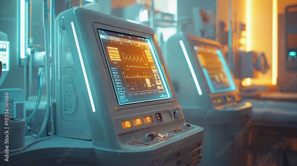 Advanced Futuristic Dialysis Machine with Touch-Screen Controls Advanced Futuristic Dialysis Machine with Touch-Screen Controls