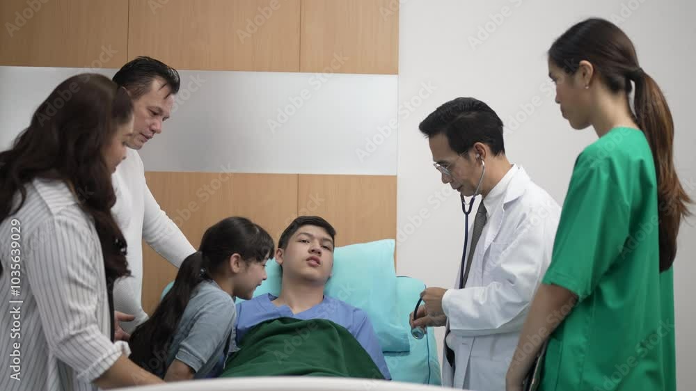 Doctor check up teenager patient at hospital. Health care and medicine. Doctor check up teenager patient at hospital. Health care and medicine.
