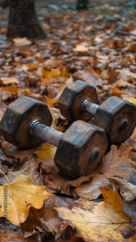 Rusty Dumbbells on a Bed of Autumn Leaves