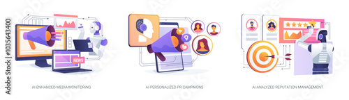 AI in Public Relations abstract concept vector illustrations.