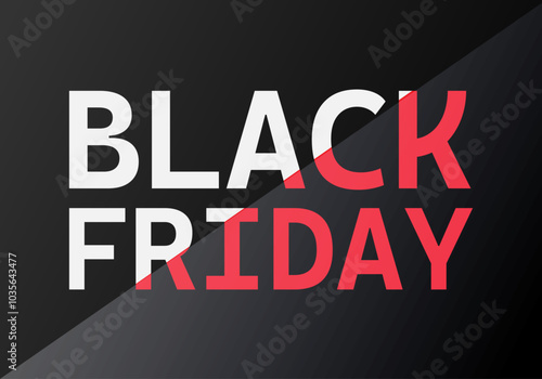 Cartel de black friday de letras rojas  blancas en fondo negro