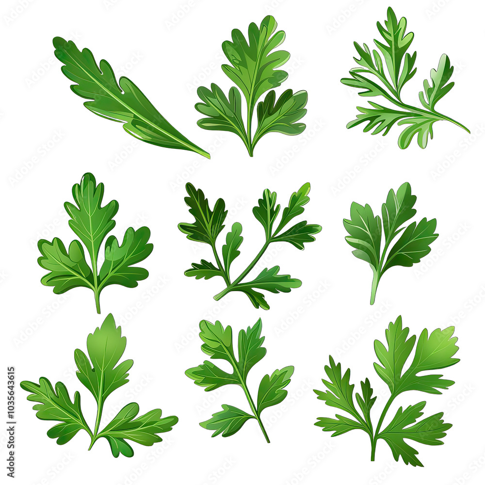 set of parsley on transparent background png set of parsley on transparent background png