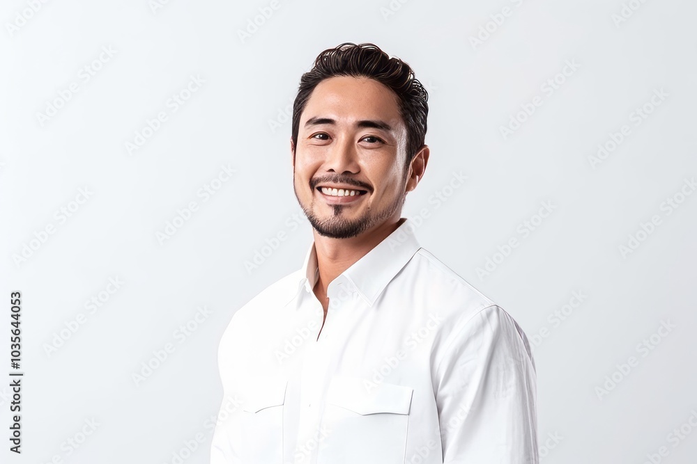 Portrait of handsome young man in white shirt. Isolated on white background. Portrait of handsome young man in white shirt. Isolated on white background.