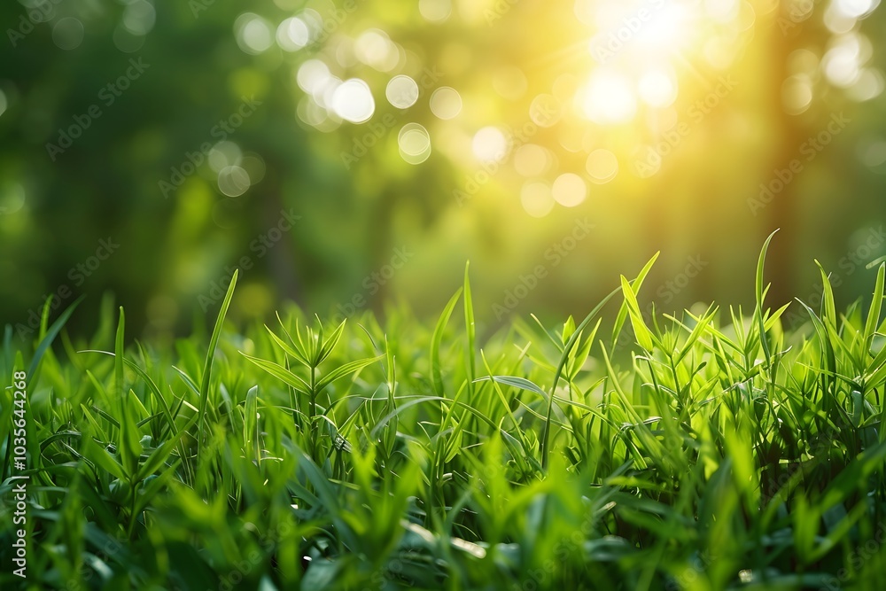 Lush Green Grass Bathed in Warm Sunlight Lush Green Grass Bathed in Warm Sunlight