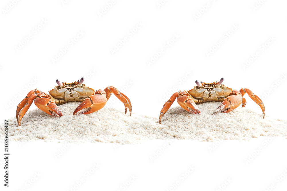 Fototapeta premium Crabs in the Sand Isolated on transparent Background Perfect for Educational Materials and Nature-Themed Projects