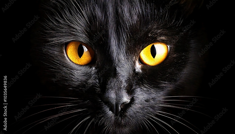 black cat yellow eyes peering from the darkness black cat yellow eyes peering from the darkness