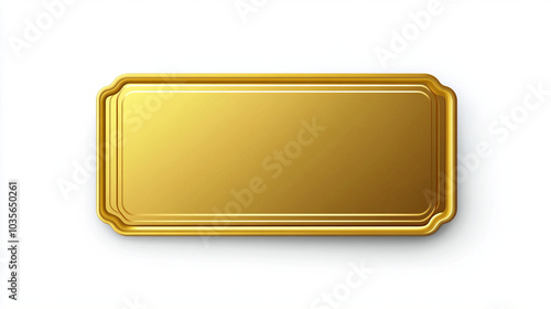 Golden ticket. Gold vector coupon, sticker or discount tag mockup isolated on white background.