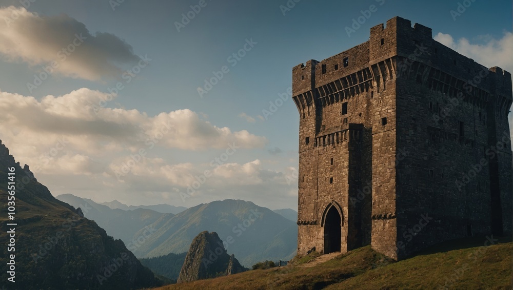 A whimsical archer tower in a fairytale landscape enchants both young and old alike A whimsical archer tower in a fairytale landscape enchants both young and old alike