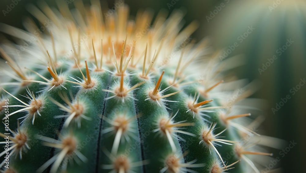 Macro shot of fuzzy cactus spines sharp detail with blurred background Macro shot of fuzzy cactus spines sharp detail with blurred background