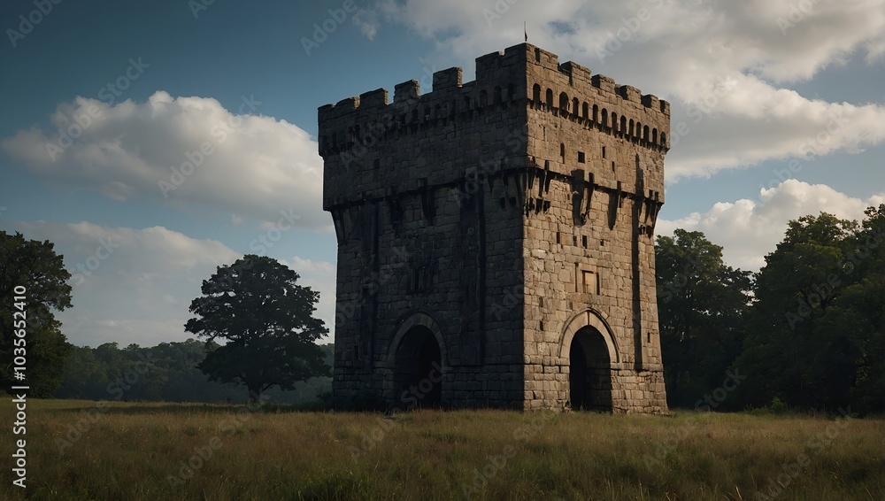 A winding path leads to the enchanting archer tower A winding path leads to the enchanting archer tower