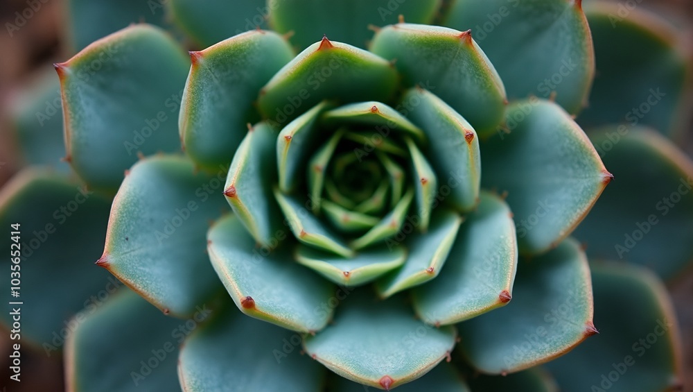 Close up of succulent plant with fleshy leaves in geometric spiral Close up of succulent plant with fleshy leaves in geometric spiral