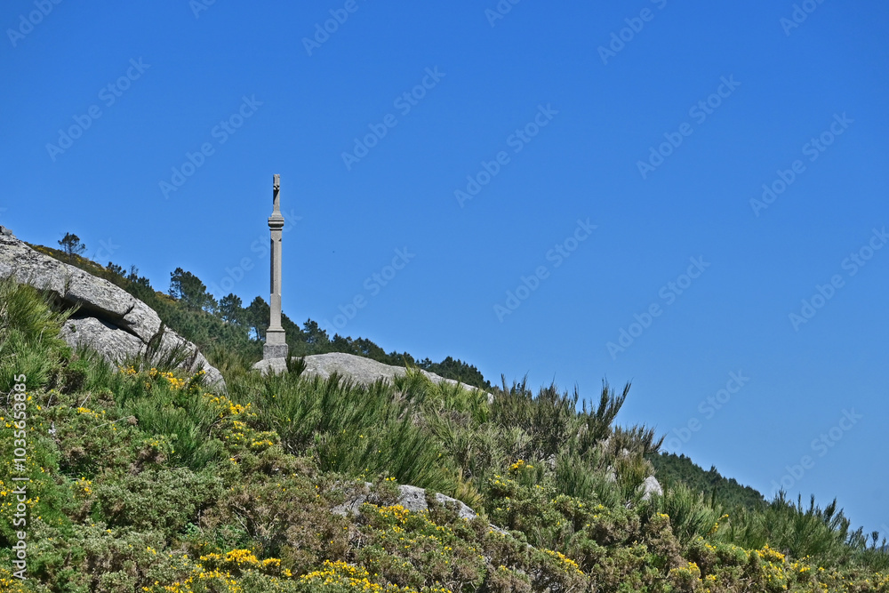 Fototapeta premium Capo di Finisterre e fine del Cammino di Santiago di Compostela, provincia di coruña, galizia, spagna, 