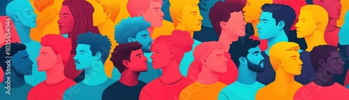 Diverse individuals united, promoting fairness, tolerance, and solidarity, flat design illustration