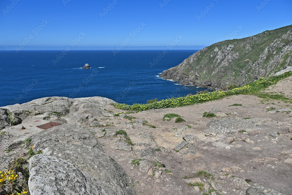 Capo di Finisterre e fine del Cammino di Santiago di Compostela, provincia di coruña, galizia, spagna, 